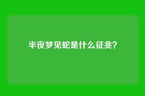 半夜梦见蛇是什么征兆？