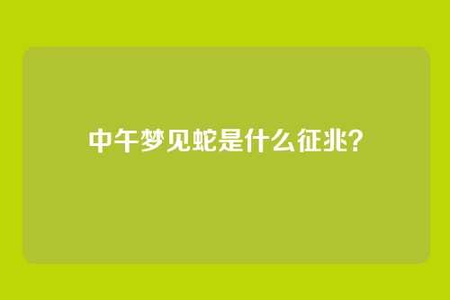 中午梦见蛇是什么征兆？