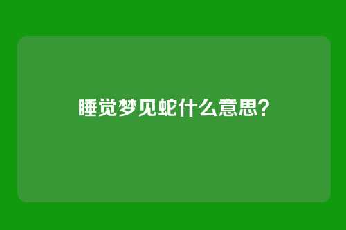 睡觉梦见蛇什么意思?