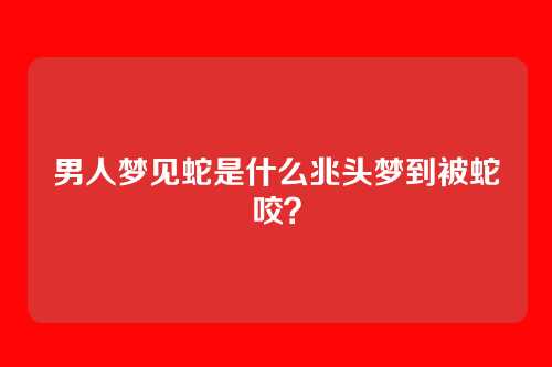 男人梦见蛇是什么兆头梦到被蛇咬?