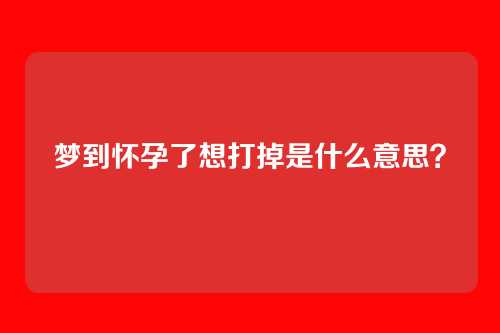 梦到怀孕了想打掉是什么意思?