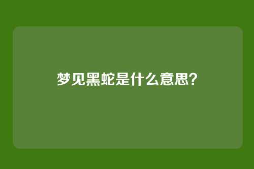 梦见黑蛇是什么意思?