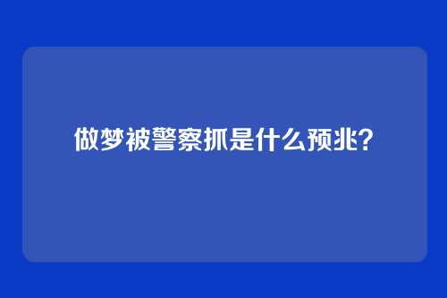 做梦被警察抓是什么预兆？