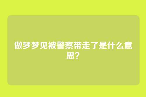做梦梦见被警察带走了是什么意思?