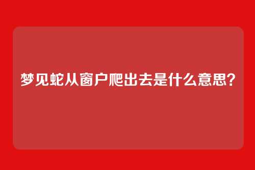 梦见蛇从窗户爬出去是什么意思?