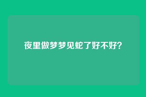 夜里做梦梦见蛇了好不好?