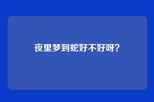夜里梦到蛇好不好呀?