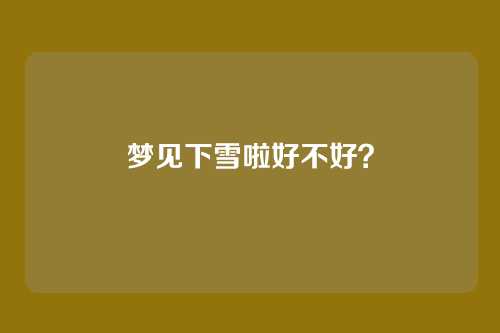 梦见下雪啦好不好?