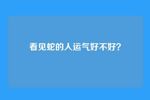看见蛇的人运气好不好?