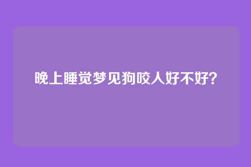 晚上睡觉梦见狗咬人好不好?